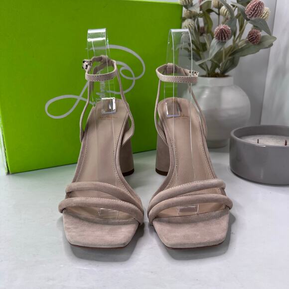 Sam Edelman Kia Block Heel Suede Ankle Strap Cappuccino Women 9.5 Tried On - Picture 8 of 11